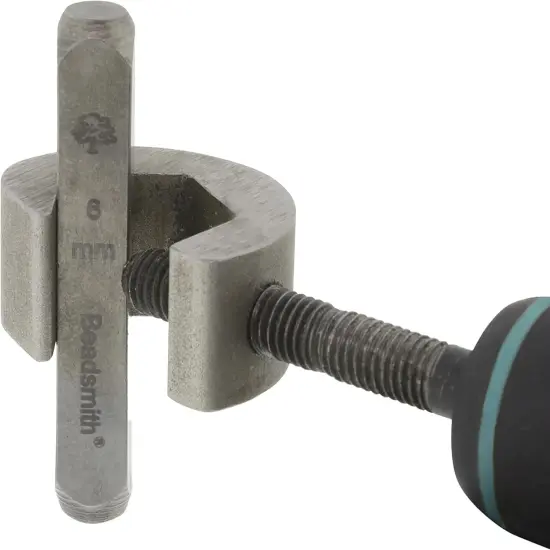 The Beadsmith Metal Stamp Holder, 6 inches, Metal Stamping Tool, with Grey & Aqua Textured Comfort Grip Handle, Holds Stamps in Place with a Safe and Secure Grip. {2}