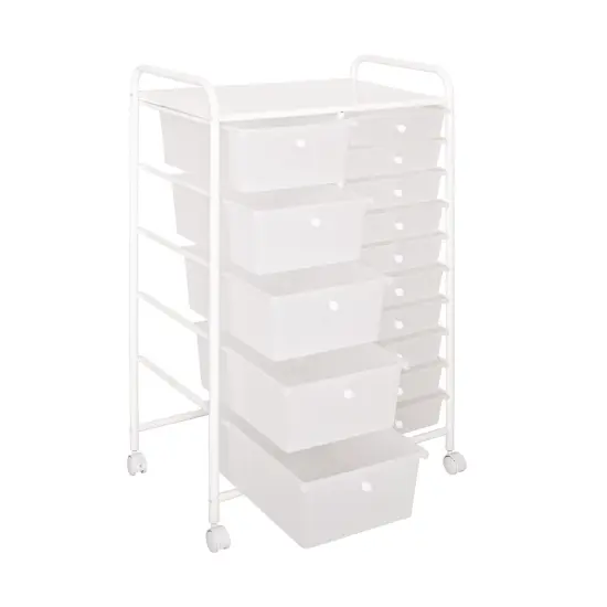 Seville Classics 15-Drawer Organizer Cart, 25.2" W x 15.3" D x 38.2" H White {2}