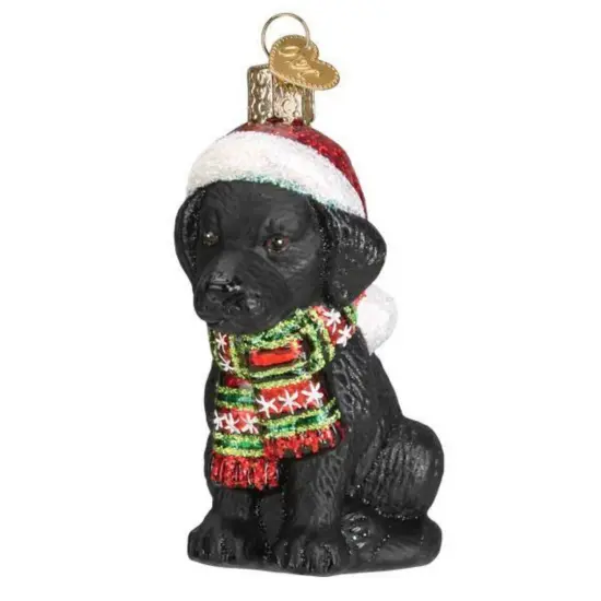Old World Christmas 4.25 In Holiday Black Labrador Puppy Christmas Tree Ornament , Cherished Best Friend {1}