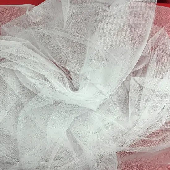 1 Yard White Stretch English Net Fabric Lightweight Sheer Mesh 100% Polyester 59/60" Wide {3}