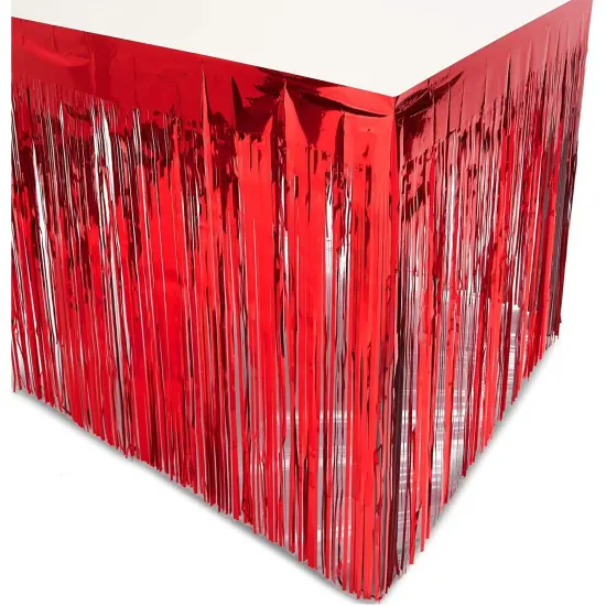 Metallic Red Foil Fringe Table Skirt (3 Pack) {1}