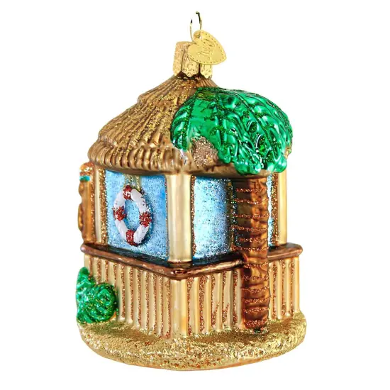 Old World Christmas 3.75 In Tiki Hut Tree Ornament , Rest Relaxation Gold {2}