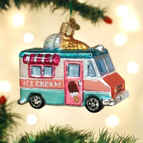 Old World Christmas 3.0 Inch Ice Cream Truck Tree Ornament , Sugar Cone Sprinkles Treat Multicolored {3}