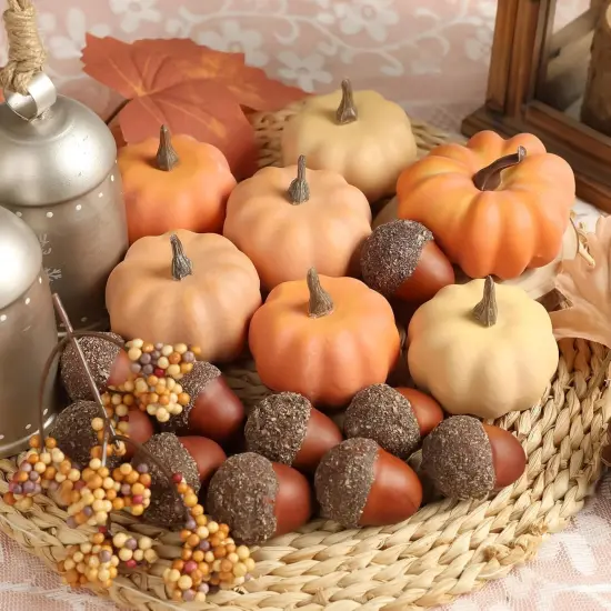 21Pcs Fake Pumpkins Fall Thanksgiving Decorations {3}