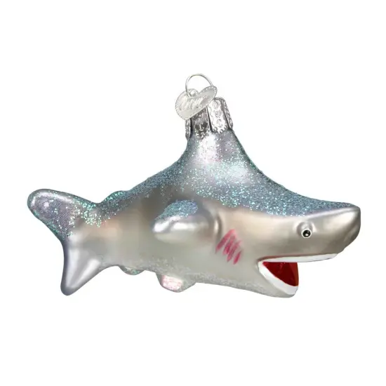 Old World Christmas 2.25 In Shark Tree Ornament , Ornament Attack Teeth Ocean Gray {1}