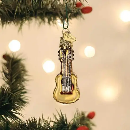 Old World Christmas 2.5 Inch Mini Guitar Christmas Tree Ornament , Music Melody Gold {3}