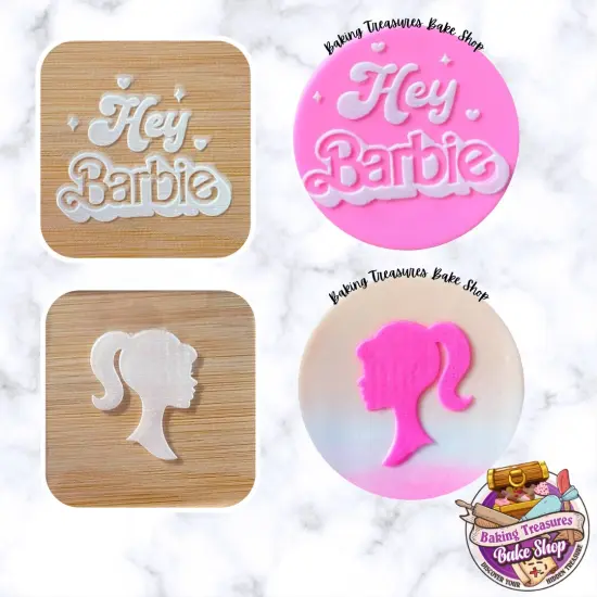 Hey Barbie & Barbie Silhouette 2 pc Set Acrylic Debosser {2}
