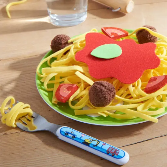HABA Soft Spaghetti & Meatballs with Plate Play Food Set - Pretend Play Kitchen Toy for Toddlers & Kids for Ages 3 and Up Multicolor {4}