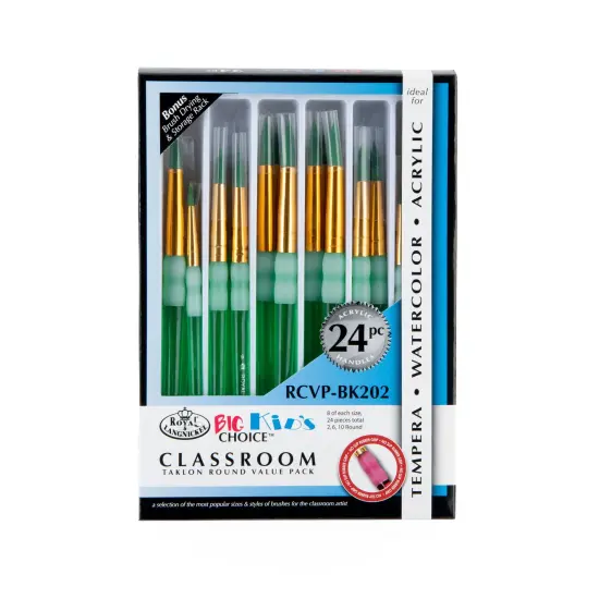 RCVP-BK202 | Big Kid's Choice&trade; 24pc Taklon Round Brush Classroom Value Pack {1}