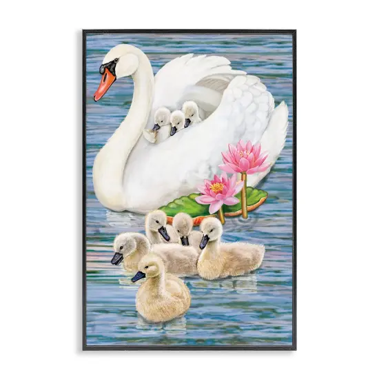 Stupell Industries Swan Family & Lotus Flowers Framed Giclee Design by Rosiland Solomon {1}