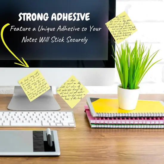 Sticky Notes, 12 Pads, Pastel Yellow Colors, Self-Stick Pads, Aesthetic, Colorful, Bulk {3}