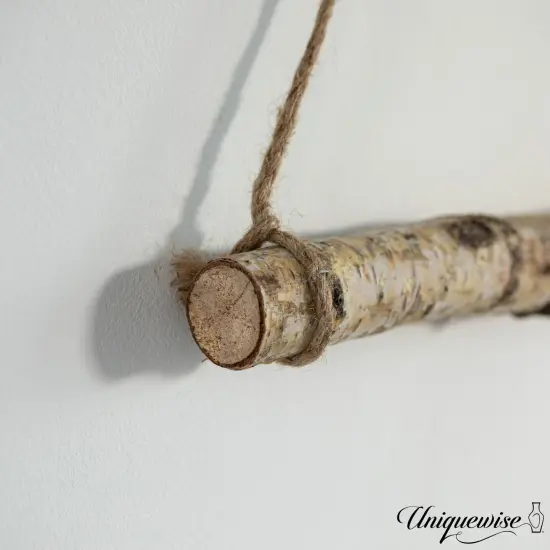 Uniquewise 15" Natural Wooden Log Hanging Wall Decor - Rustic Farmhouse Accent for Entryway Living Room Kitchen Boho Interiors and Cozy Spaces Ideal for Displaying Fairy Lights & Small Fabrics, White {5}