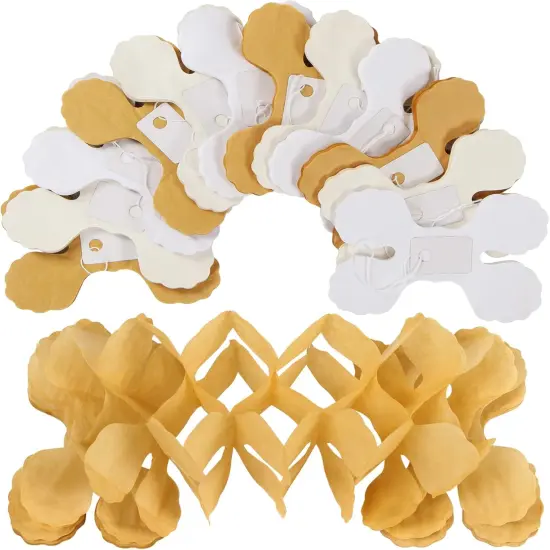 White Ivory-Gold Party-Decorations Streamers Garland - 12pcs 4-Leaf Clover Paper Streamer Wedding Bridal Baby Shower Bachelorette Engagement Banners Neutral Champagne Birthday {2}