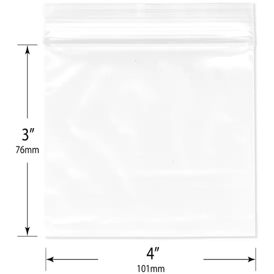 Plymor 4" x 3", 2 Mil Zipper Reclosable Plastic Bags {3}