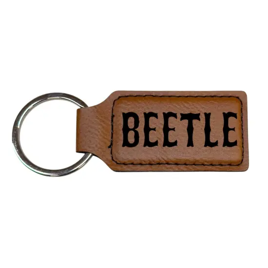 Keychain - Rectangle - Beetle - Leather Rustic/Gold {4}