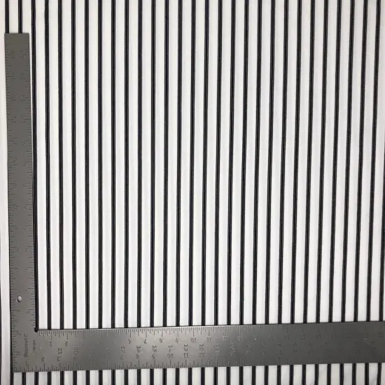 1 Yard Techno Crepe Knit Vertical Triple Stripes Print Fabric Stretch Textured 58"-60" Inch Width Ivory/Black {1}