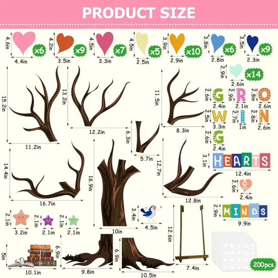 91Pcs Classroom Heart Tree Bulletin Board Decorations Set {3}