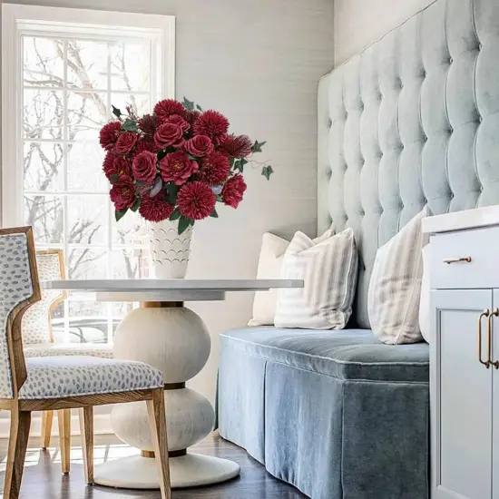 Burgundy Silk Flowers Bouquet {5}