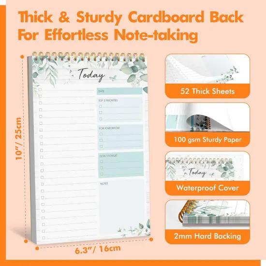 Daily Planner Notebook with 52 Tear-off Sheets - Green Plants {4}