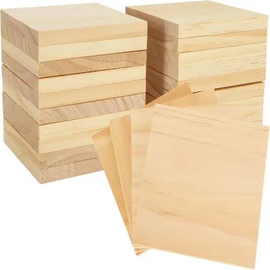 24 Pack 4x4 Inch Wood Squares for Paintings, Unfinished Wood Panels {1}