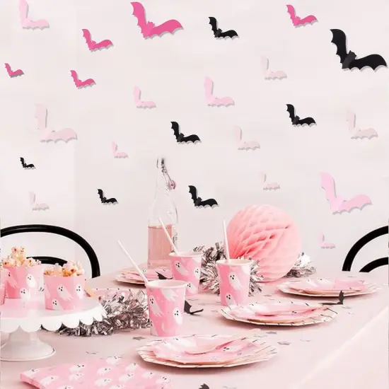 Pink Bats Wall Decor - 50 PCS 4 Sizes Pink {5}