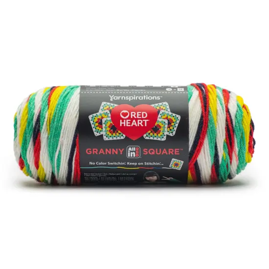 Red Heart All in One Granny Square Yarn 24 Pack-SoftWhite - Green Scream {3}