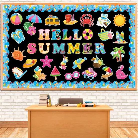 71 Pcs Hawaiian Hello Summer Bulletin Board Set {1}