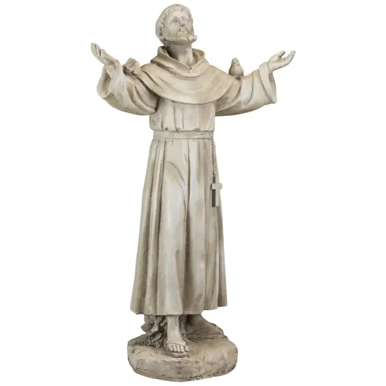 Northlight St. Francis of Assisi with Birds Outdoor Garden Statue - 24" Beige {5}
