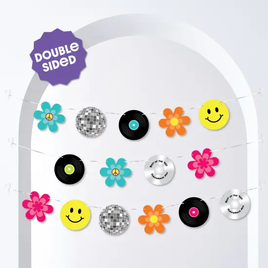 Big Dot of Happiness Through the Decades Garland Banner, 50s, 60s, 70s, 80s, & 90s Party Decor, Throwback Party Banner, 30 Feet of Cord, 15 Double-Sided Retro Decor Pieces {3}