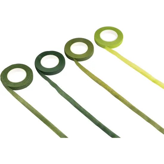 Floral Tape - 12-Pack Florist Tape, Green Floral Adhesives, Perfect for Bouquet Stem Wrapping, Floral Arrangement and Crafts, 0.47 Inches x 30 Yards, 4 Green Shades {4}