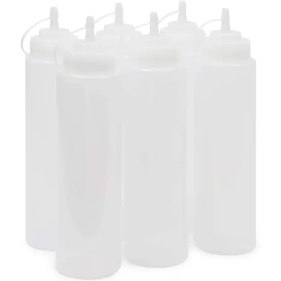 Plastic Condiment Squeeze Bottles (Clear, 32 oz, 6 Pack) {1}