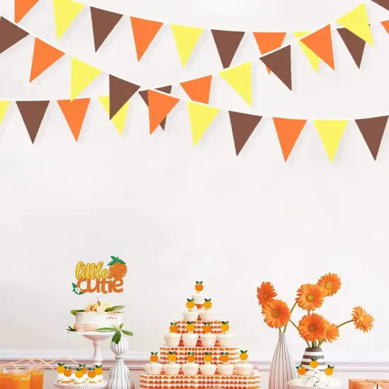 32Ft Orange Yellow Brown Fall Pennant Banner (pinkblume) {2}