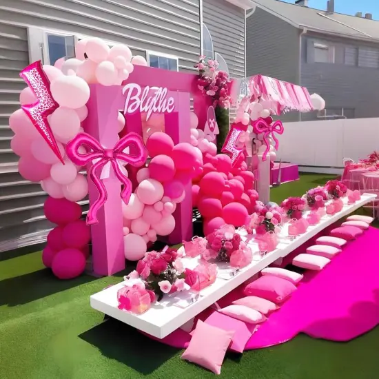 6pcs Hot Pink Bow Balloons (Hot Pink) {4}