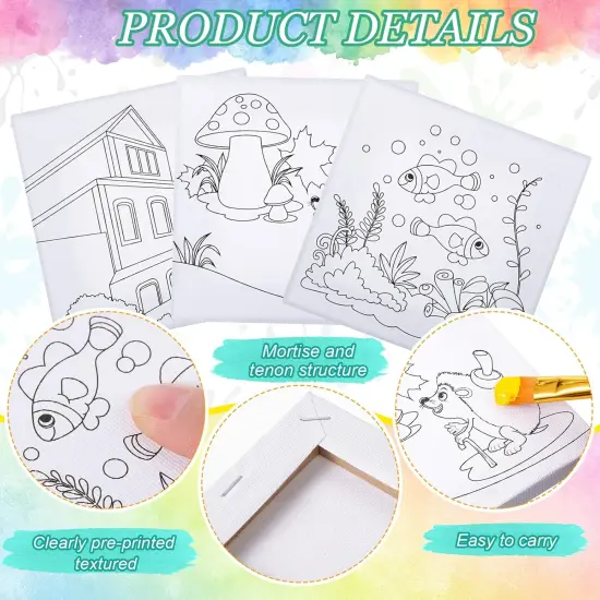 12 Pcs Pre Drawn Canvas - 4 x 4 Inch (Village and Sea Style) {3}