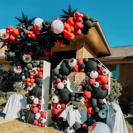 Red Orange Black Silver Balloon(Red Orange Black) {5}