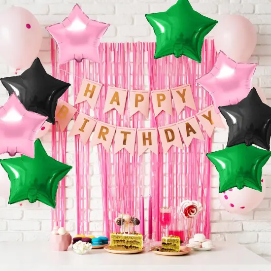 Pink Green Black Star Foil Balloon(Pink Green Black) {3}