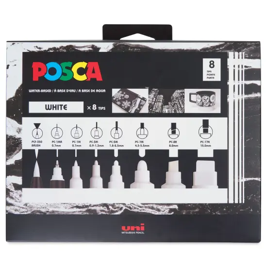 Posca Paint Markers - Set of 8, White, Assorted Tips {1}