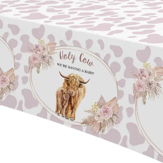 Highland Cow Baby Shower Decorations Tablecloth {2}