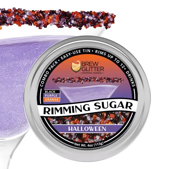 Brew Glitter - Halloween Rimming Sugar (4oz, 1x Bar Tin) Cocktail Garnish for Mixed Drinks & Refreshments {1}