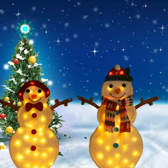 24 Inches and 28 Inche Pair of Festive LED Snowmen Christmas Decoration {4}