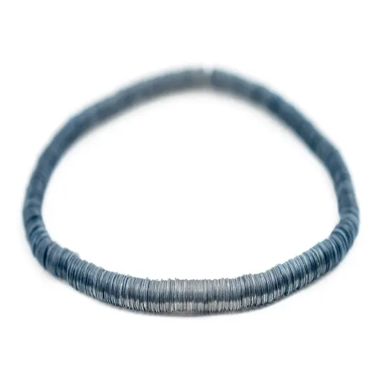 The Bead Chest Boho Stretch Bracelet, Dark Grey - Stackable African Vinyl Heishi, Unisex for Men & Women {1}