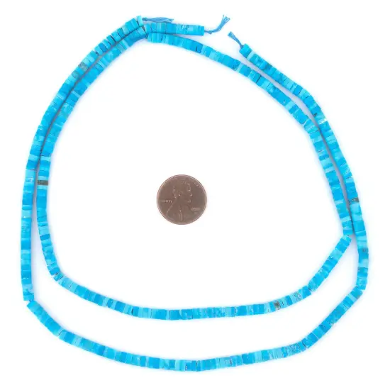 The Bead Chest Blue Turquoise Afghan Stone Cylinder Beads 4mm Afghanistan Gemstone 15 Inch Strand {2}