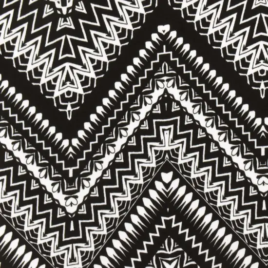 Black-White Chevron Pattern Multi Print Double Brush Stretch ITY Fabric By the Yard {1}