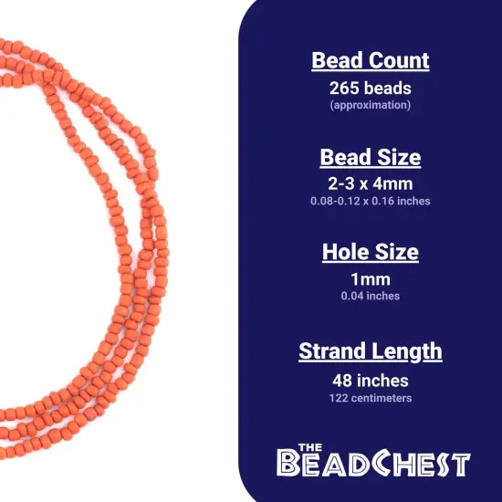 The Bead Chest Papaya Orange Java Glass Seed Beads (4mm, 48" Strand) {4}