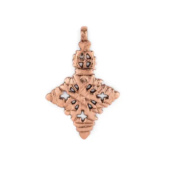 Copper Coptic Cross Pendant (60x39mm): Authentic Ethiopian East African Design for Jewelry & Necklace Making {1}