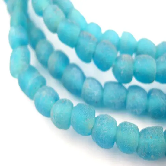The Bead Chest African Recycled Glass Beads &ndash; Handmade in Ghana &ndash; Sapphire Blue 7mm Strand for Jewelry Making, Crafts, and Home Decor I Approximately 65 Beads {1}