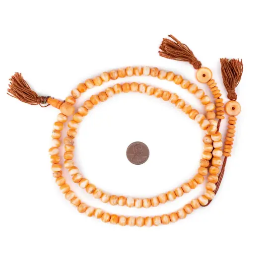 The Bead Chest Orange Rustic Bone Mala Beads (8mm) {2}
