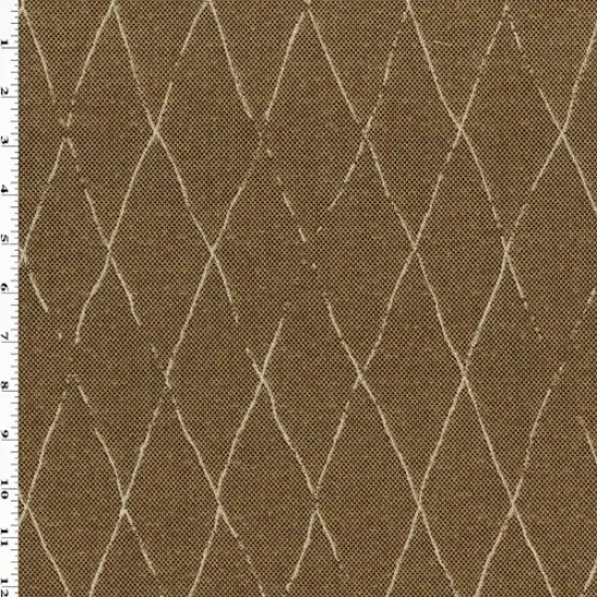 Honey/Brown/Beige Diamond Damask Woven Decorating Fabric By the Yard {1}