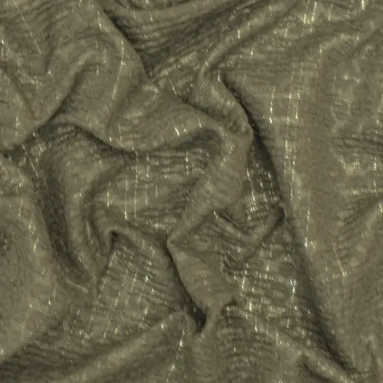 Green-Silver Crinkle Leopard Metallic Plaid Stretch Double Knit Fabric By the Yard {3}