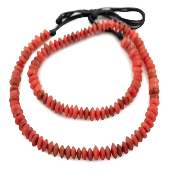 The Bead Chest Red Natural Saucer Seed Beads 8mm Wood 26 Inch Strand {3}